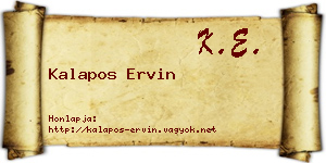 Kalapos Ervin névjegykártya